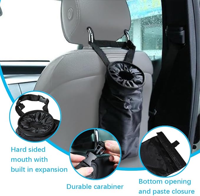 2PCS Foldable Cars Storage Bag, Car Garbage Bags, Hanging Back Seat Car Garbage Bag, Leak-Proof Waterproof Car Trash Bin, Oxford Cloth Foldable Auto Trash Bin Universal for Most Cars