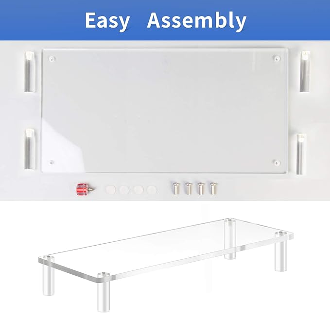 YestBuy 20x7.5 Acrylic Monitor Stand Riser, Clear Computer Stand for Laptop, iMac, Pc, Printer, Desktop Ergonomic,Desk Riser Work from Home Accessories Office Supplies Platform Save Space