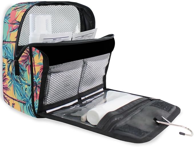Hanging Travel Toiletry Bag Hawaiian Palm Colorful Style Kit Makeup Case Cosmetics Organizer for Men Women