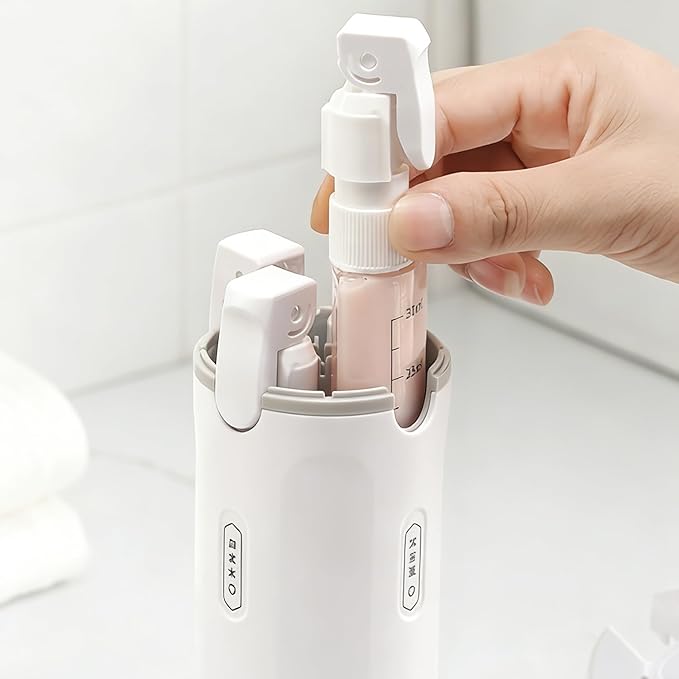 4 in 1 Travel Dispenser, 4 Pack 30ML Travel Bottles with Stickers for Toiletries, Leak Proof Travel Size Containers, Portable for Shampoo Lotion Conditioner Cream White