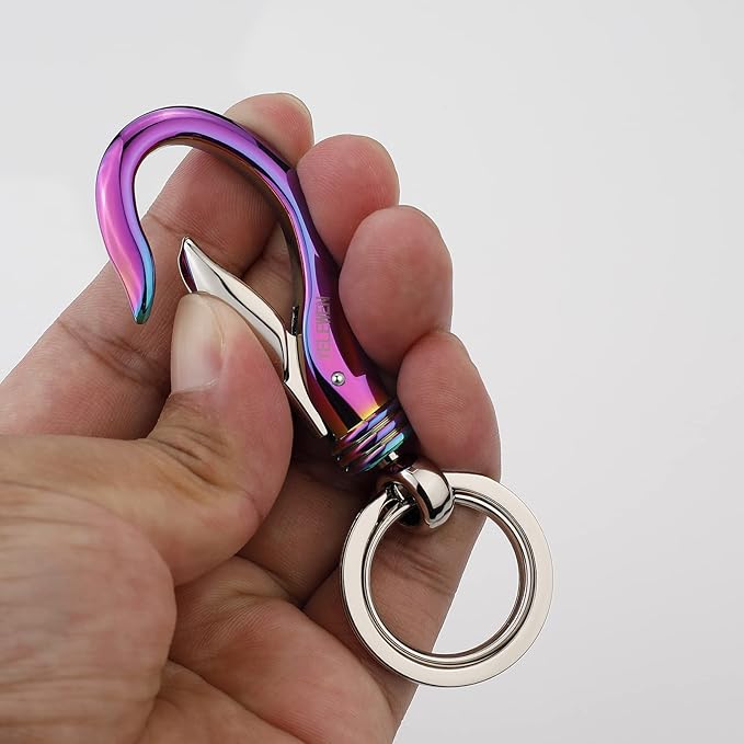 Car Keychain Carabiner Clip with 2 Key Rings Hooks Holder Purse Belt Key Chains Keyring Heavy Duty Gift for Men Women
