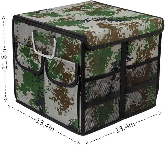 Car Trunk Organizer Collapsible Portable Multi Compartments Organizer with Non Slip Straps for SUV Truck Auto Vehicle Car Auto Minivan (Small covered, Camouflage)