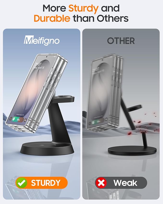 25W Magnetic Wireless Charger for Samsung Galaxy S26 Ultra & 45W Adapter, 3 in 1 Charging Station Design for MagSafe Samsung Charger for S25/Z Fold7, Charger Stand for Galaxy Watch Ultra 8, for Buds