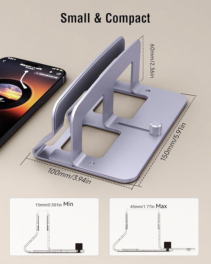 Laptop Stand for Desk, Vertical Laptop Riser Holder Compatible with MacBook Air/Pro, Metal Computer Laptop Stand for Office Home, Fits Mac mini Tablets MacBook Dell HP Up to 17", Silver
