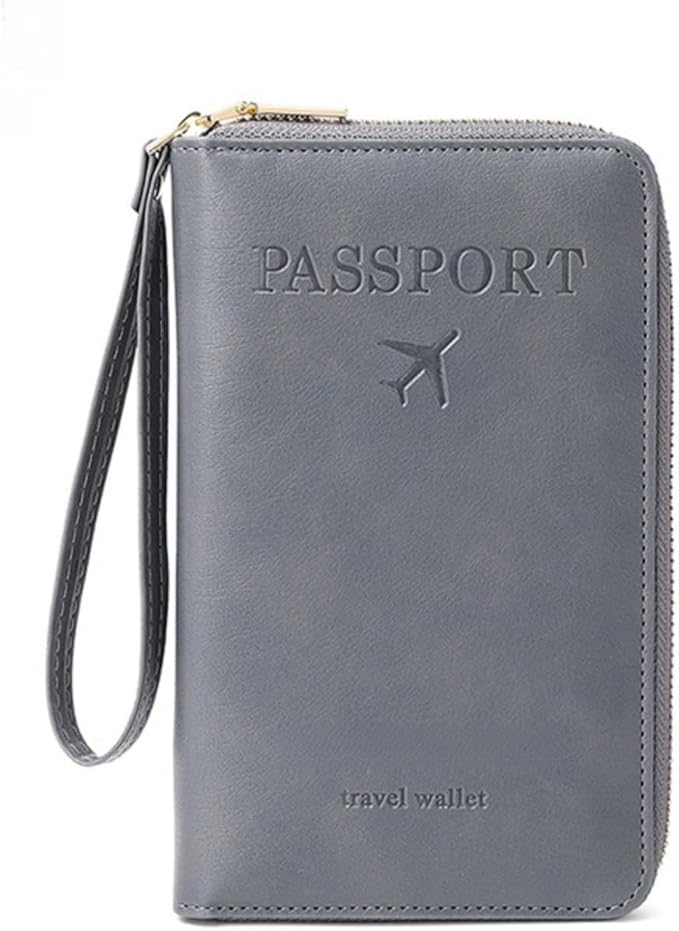 RFID Passport Holder for Travel - Cruise Essentials 2025 with RFID Blocking Sleeves | Anti-Theft Travel Wallet Document Organizer for Women & Men (Grey)