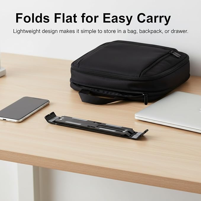 Adjustable Laptop Stand, Foldable Aluminum Laptop Riser for Desk, Portable Ergonomic Notebook Holder for 10-17 Inch Laptops, iPad & Tablet (Silver,Plastic)