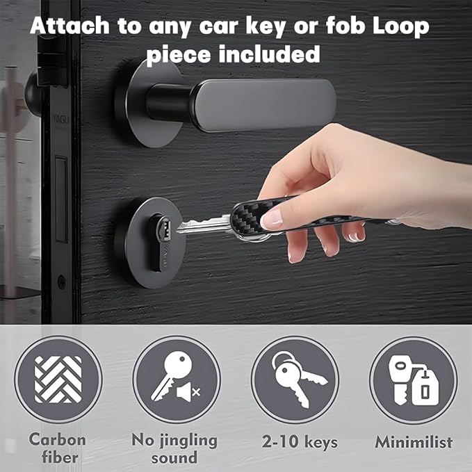 Key Organizer - Compact Real Carbon Fiber Key Holder | Minimalist| O ring included for car key fob