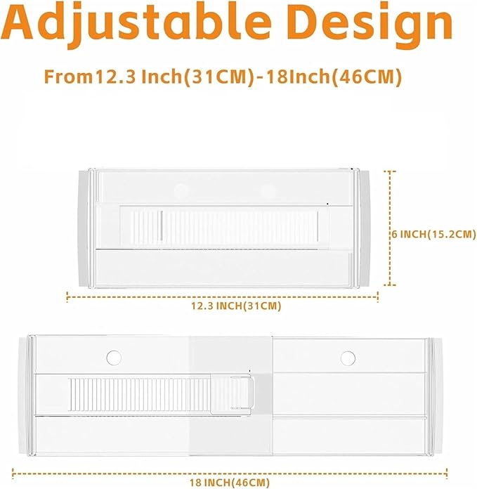 5 Pack Adjustable Drawer Dividers (12.3-18") 6" High Expandable Clear Drawer Dividers for Kitchen, Bedroom & Office Dresser Drawer Organizers for Clothes, Utensils and Baby Nursery Storage