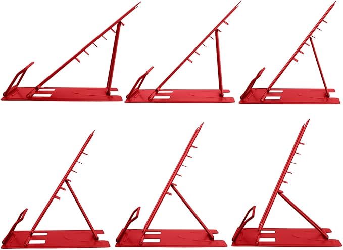 Honagu Book Stand Metal Desk Book Holder, Book Holders for Reading Hands Free, Adjustable Cookbook Documents Holder, Portable Bookstand for Music Books, Textbook, Recipe, Tablet, Ipad (Red)