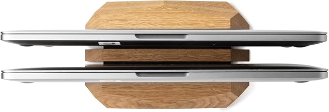 Oakywood Dual Laptop Dock, Vertical Laptop Stand Wood, Laptop Stand for Desk, Desk Organizer, Vertical Laptop Holder, Compatible with All MacBook Pro Air iPad, for 2 Device ??7,1x4,5x1,6?? Oak
