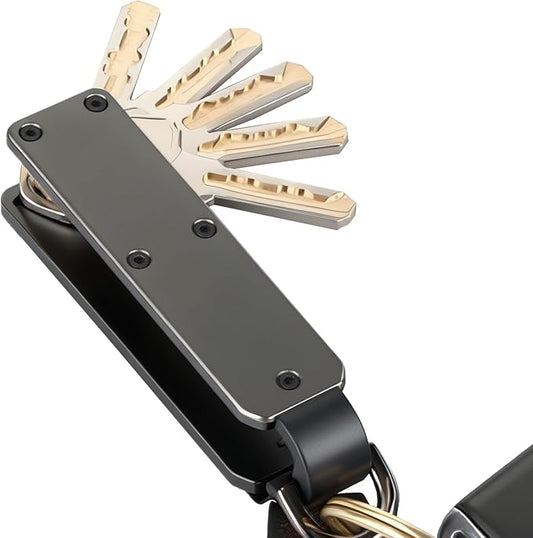 Key Organizer – Minimalist Metal Key Holder for 1-5 Keys, Compact Keychain with Clip, Noiseless & Sleek Design for Men and Women (Green)