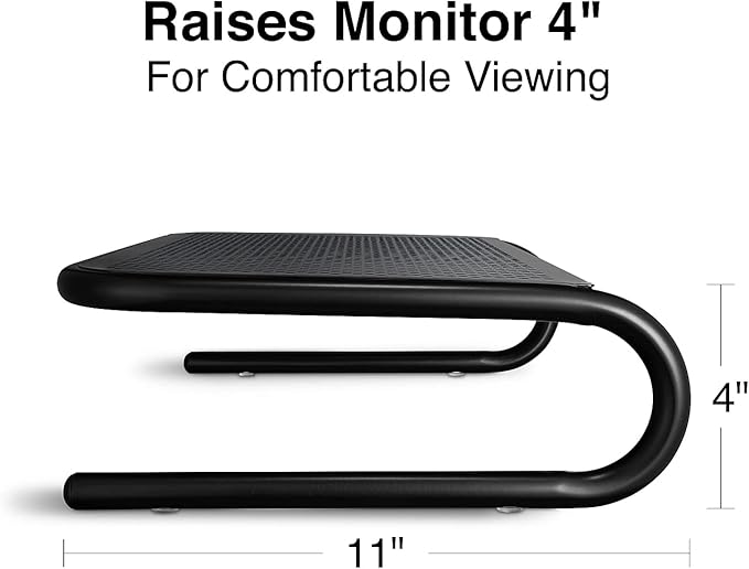 Staples Standard Steel Monitor Stand ??Desktop Riser for Monitors, Laptops & Office Workstations, Black