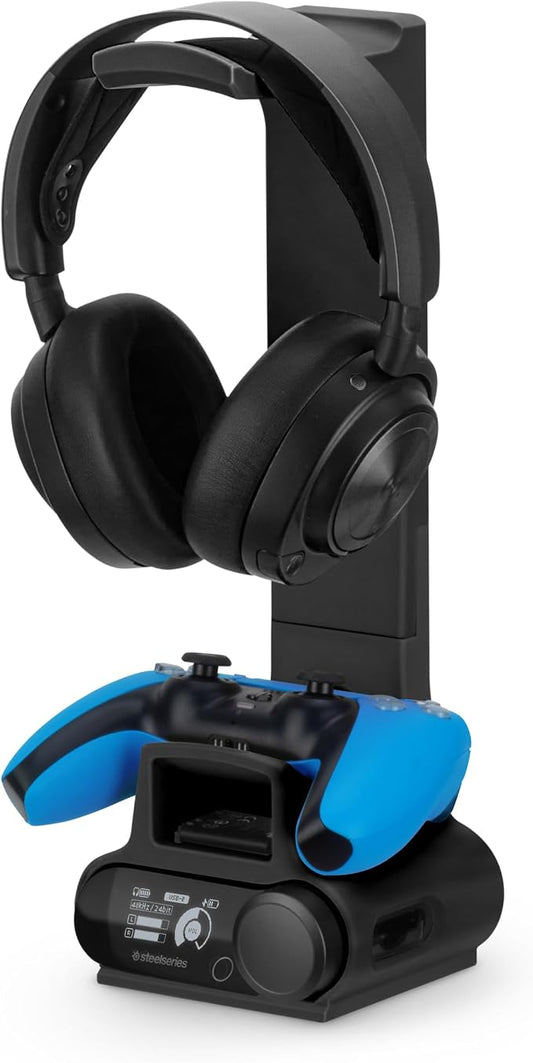 BRAINWAVZ Headphone & Game Controller Stand Designed for Steelseries Arctis Nova Pro, Elite and Pro Omni Wireless Headsets with Dock for the Wireless Base Station - Black (HP03)