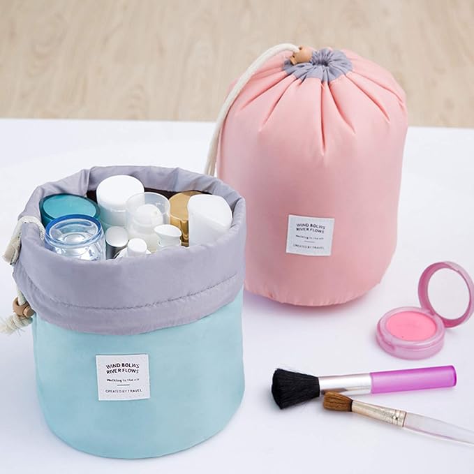 INVODA Drawstring Cosmetic Bag Travel Makeup Bag for Women Toiletry Bag Portable Drawstring Make up Organizer Bag for Travel (Green)