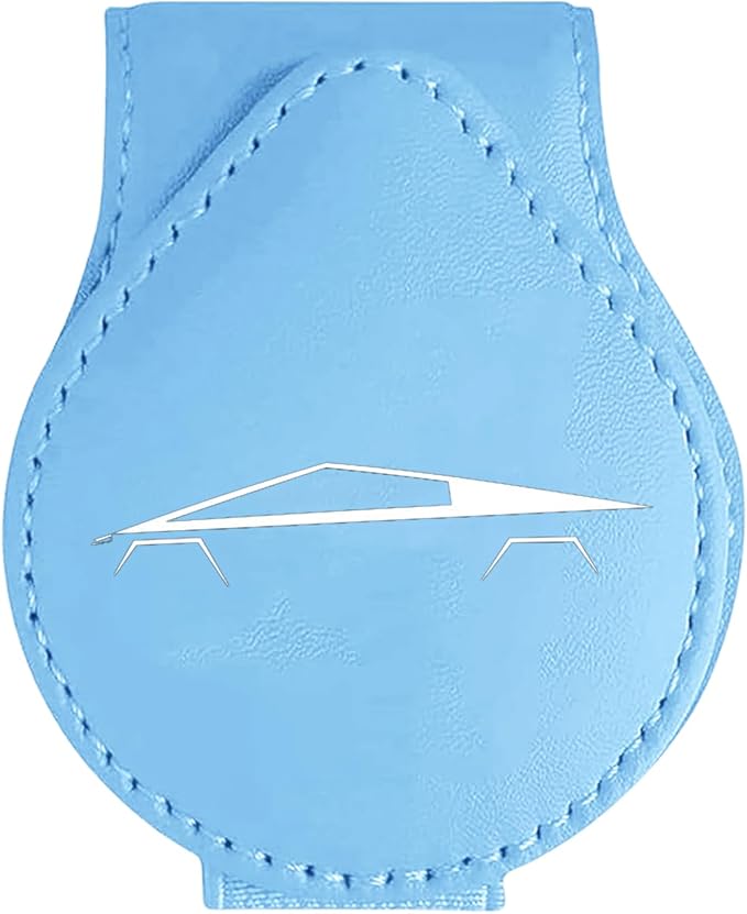 Car Sunglass Holder Compatible with Tesla Cybertruck 2025 2024 Cyberbeast Interior Accessories Organizer Leather Eyeglass Hanger Visor Ticket Card Clip Magnetic Cyber Truck Sunglasses Holders (Blue)