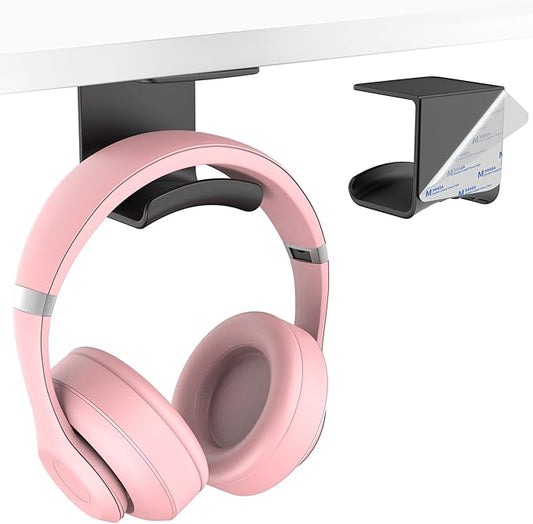 HomeMount Under Desk Headphone Hook - Adhesive Gaming Headphone Stand Hanger, Table Mount for Most Headphones (Black)