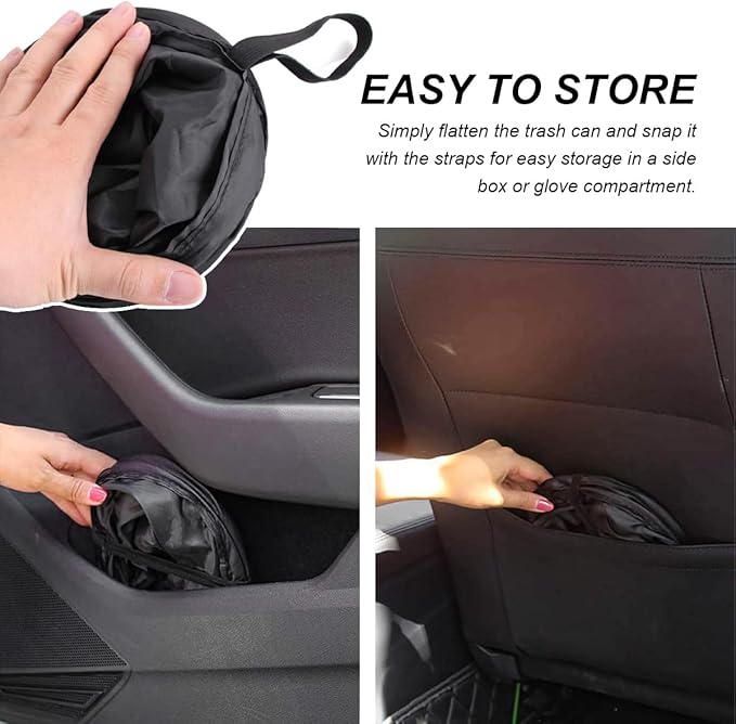 2 PCS Car Trash Can, Waterproof Portable Collapsible Pop-up Garbage Bin with Elastic Band, Automotive Mini Portable Hanging Rubbish Bin Trash Bag for Camping Traveling