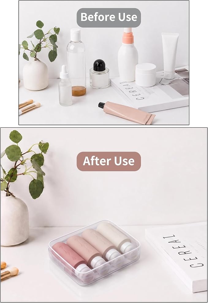 Gemice Travel Bottles for Toiletries, Tsa Approved Travel 6oz Size Containers with Clear Bag, BPA Free Leak Proof Travel Tubs Refillable Liquid Travel Accessories for Cometic Shampoo Lotion