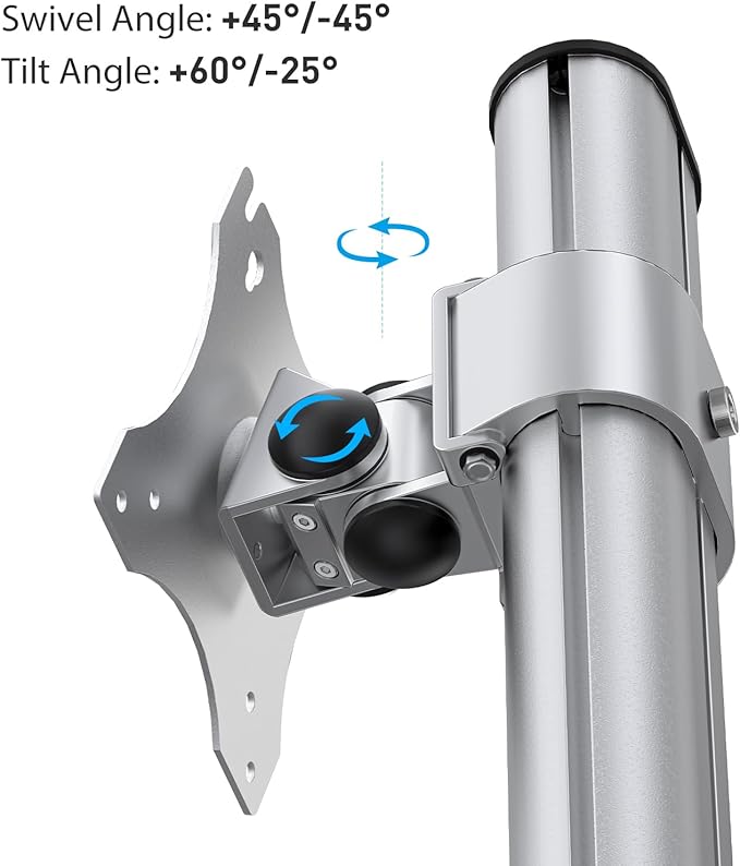 BEWISER Dual Monitor Desk Mount- Vertical Heavy Duty Monitor Stand Clamp Mount Fits Two 17 to 49 Inch Screen with Swivel, Tilt, Height Adjustable,Weight Capacity up to 33 lbs