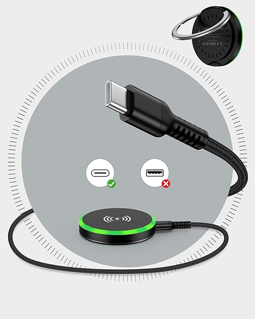 Samsung MagSafe Wireless Charger 15W Fast Charging Pad for Samsung Galaxy S25 Ultra S24 Magnetic Charger Finger Holder Stand for iPhone 17 17Pro 17 Air 16e 16 Pro Max 15 Android Apple Pixel 10 Pro