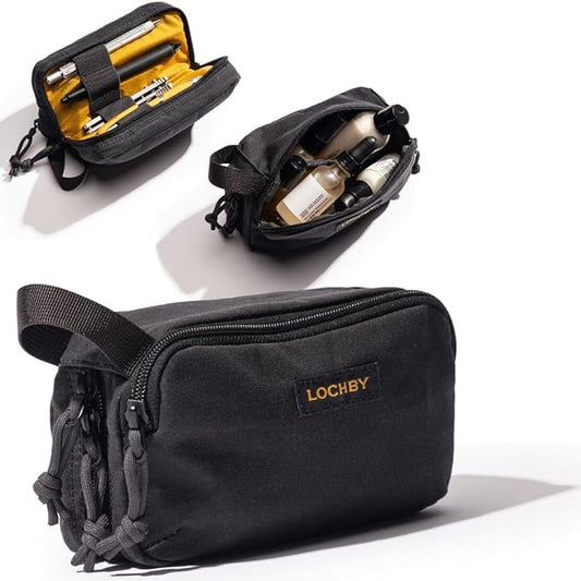 LOCHBY® Venture Pouch | Multipurpose Tactical Tool Bag | Water Resistant Waxed Canvas | Dual-Sided Zipper Pouch | for Motorcycle, Bike, EDC, Pen, Pencil, Art, Tech & Travel