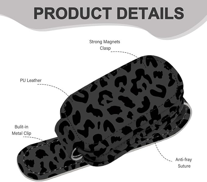 2 Pack Sunglass Holder for Car Visor, Universal Magnetic Car Sunglass Holder for Different Size Eyeglasses, Car Visor Accessories (Leopard-Black)