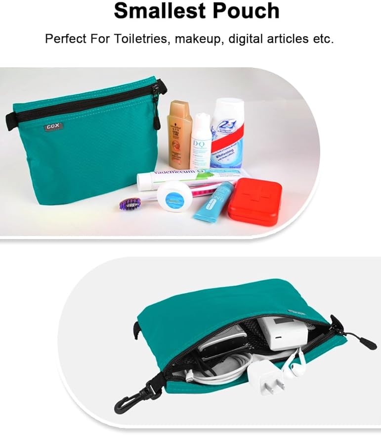 GOX 3 Pack Travel Toiletry Bag for Men Carry On Packing Organizer Zipper Pouch Portable Cosmetic Pouch Accessory Document Electronics (Turquoise)