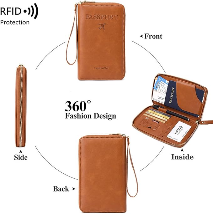 RFID Passport Holder for Travel - Cruise Essentials 2025 with RFID Blocking Sleeves | Anti-Theft Travel Wallet Document Organizer for Women & Men (2PCS Pink+Blue)