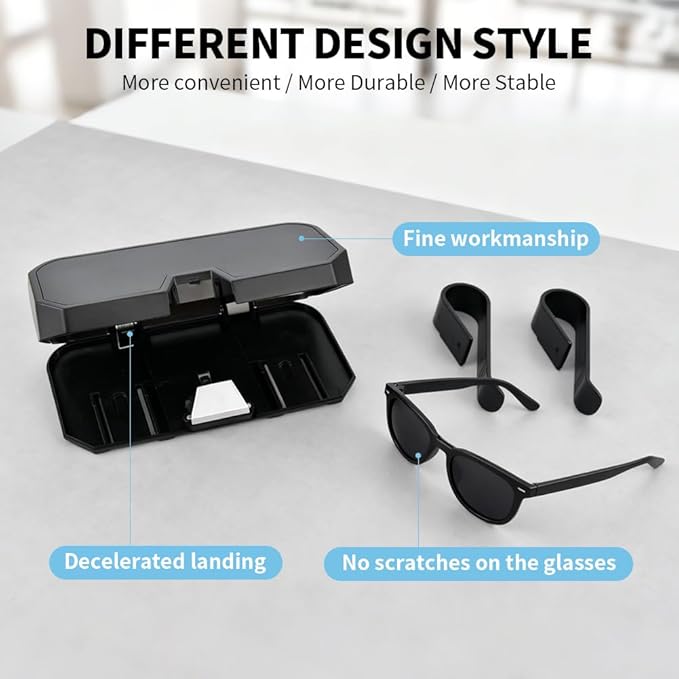 Sunglass Holder for Car Visor Clip, Sunglasses Case for Car Sun Visor Glasses Storage Box Car Sunglass Holder Car Visor Accessories Suitable for Truck and Sedan to Place Sunglass