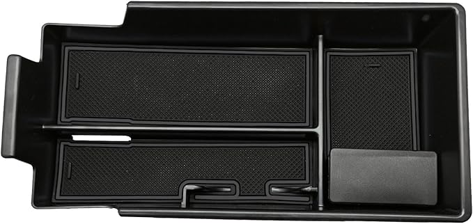 BestEvMod Center Console Organizer Tray Compatible with Chevy Blazer EV 2026 2025 2024 2023 Interior Accessories Armrest Storage Box ABS Material with PVC Trim & Removable Coin Holder (Black)