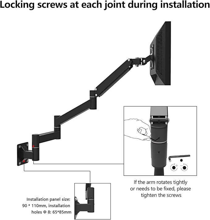 Adjustable TV Wall Mount Bracket with Extended Arm, Ideal for 17-21 Inch Screens, VESA 75x75mm, 100x100mm, Perfect for Bedroom or Workspace, Swivel Design, Holds up to 5.5kgs