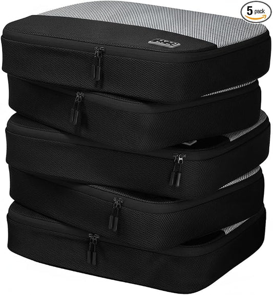 Large Packing Cubes for Travel - 5pc Packing Cubes for Suitcases - Lightweight Luggage Organizer Bags (Non-Compression)