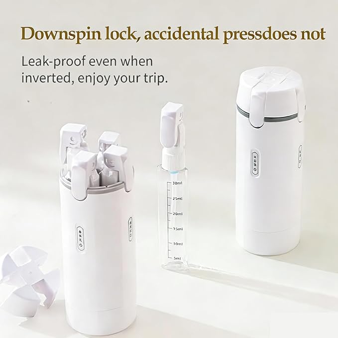 4 in 1 Travel Dispenser Bottle, 4 Pack 30ML Travel Bottles for Toiletries, Leakproof Refillable Pump Containers, TSA Approved Travel Size for Shampoo Lotion Conditioner, Travel Essentials
