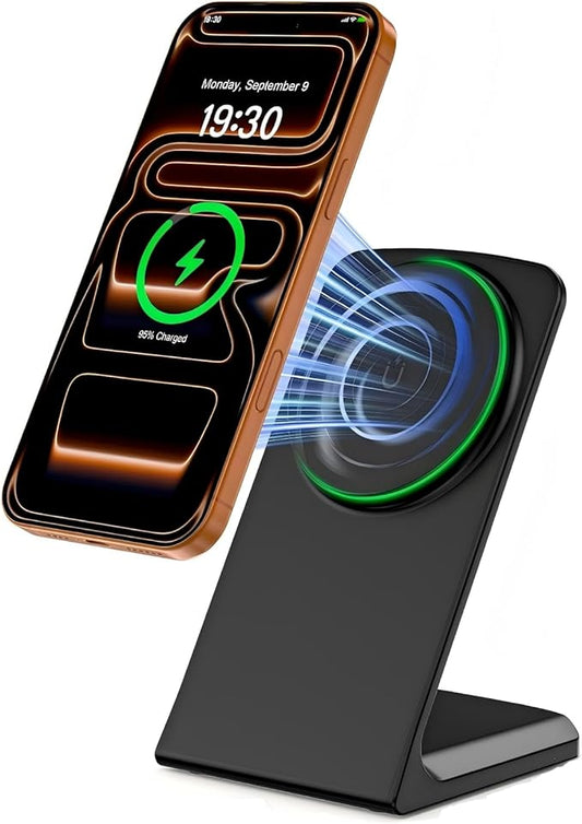 MagSafe Charger Stand 15W Magnetic Wireless Charger for iPhone 17/Air/16/15/14/13/12 Series (Matt Black)