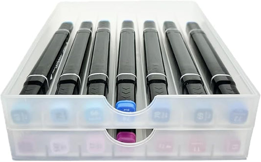 Desk Drawer Organizer, Pen Holder Tray Pen Storage with Fountain Pen, Pencil, Marker, Crayon, Chalk, Nail Art Tools for Office, Craft Room - 2pack