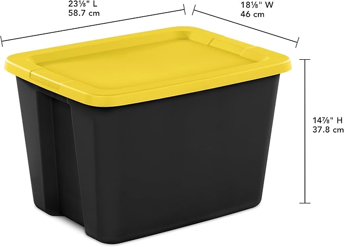 18-Gallon Plastic Storage Bins with Snap-on Lids – 8-Pack, Home Organization Essential (Black and Yellow)