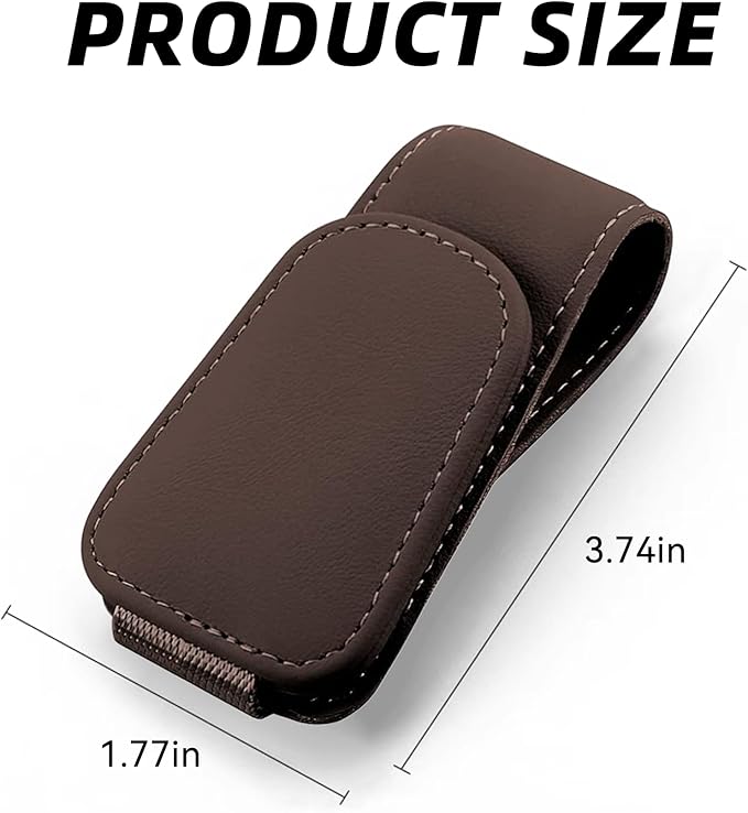 2PCS Sunglasses Holders for Car Sun Visor, Leather Eyeglasses Hanger Mounter, Magnetic Glasses Holder and Ticket Card Clip, Universal Auto Interior Accessories (Brown, 2PCS)