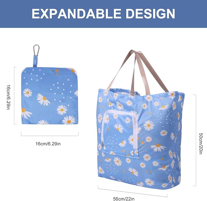 2 Pack Travel Laundry Bag with Handle and Drawstring, Expandable Foldable Dirty Clothes Bags with Hook and Zipper, 23*20 inch, Cartoon 2 Blue + Pink