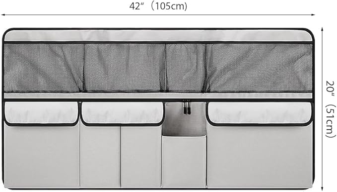 Viaviat Hanging Car Trunk Organizer, Collapsible Backseat Storage Bag with 9 Large Pockets for Medium or Large Size SUV, Truck, MPV, Car Interior Accessories (Light-gray)