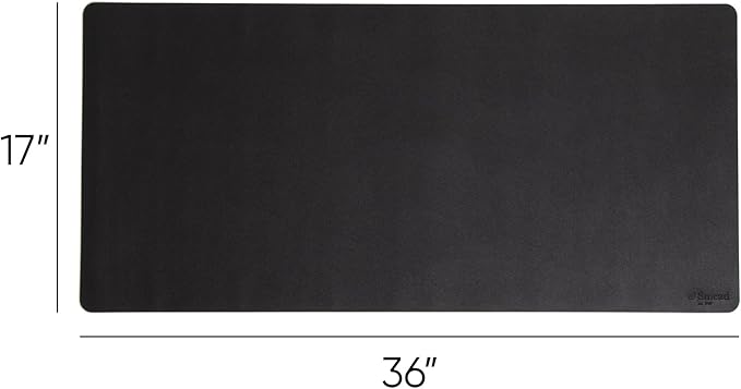 Smead Desk Pad, Vegan Leather Desk Mat with Non-Slip Faux Suede Backing, Perfect Desk Organizer for Office Decor, 36” x 17” Large, Charcoal (64828)