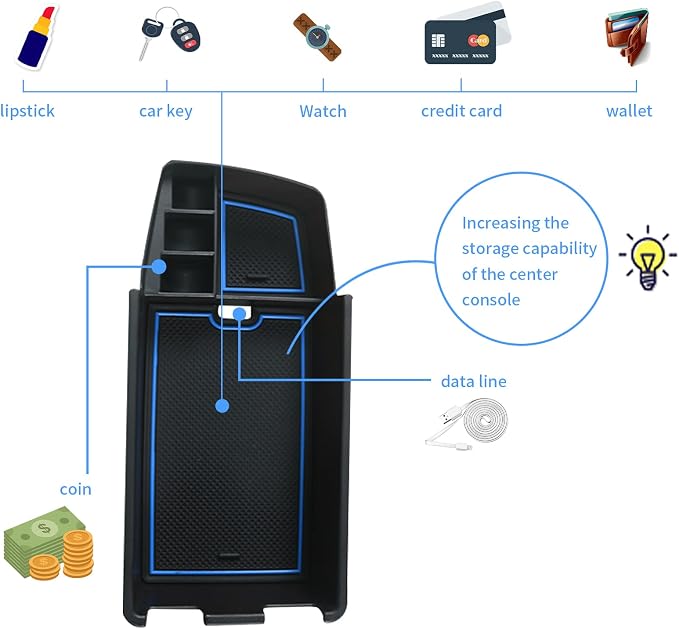 Bolt Organizer Tray 2024 Bolt EV Tray Bolt EV Center Console Tray Bolt EV 2023 Bolt EV Center Console Organizer 2022 Bolt EV Center Console Organizer 2022 2023 2024 Chevy Bolt EV Accessories (Blue)