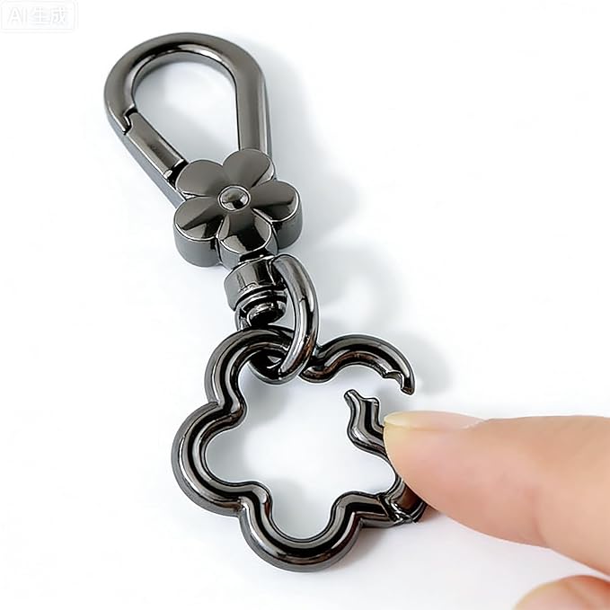 Metal Keychains for Women Men, 2PCS Cute Flower Shape Quick Release Key Chain Bag Charms Car Keychain Holder Clip
