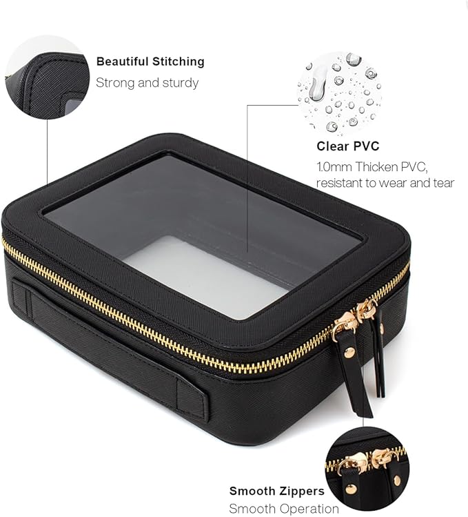 Travel Clear Makeup Bag Set, TSA Approved Cosmetic Bag Case with Zipper Portable Makeup Pouch Toiletry Bag Traveling Cosmetic Organizer Storage Bag Car Organizer Car Essentials