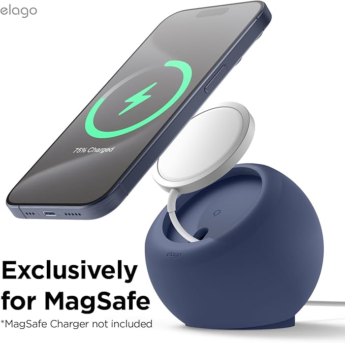 elago MS2 Charging Stand Compatible with MagSafe Charger - Premium Silicone, Compatible with iPhone 17/16/15/14/13/12 Series, Designed for MagSafe Stand [Jean Indigo] [Charging Cable Not Included]