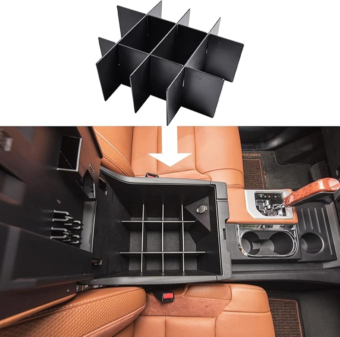 RUNROAD Center Console Organizer Tray & Dividers Compatible with Toyota Tundra 2014-2021 Accessories, Secondary Storage Box Insert Armrest Console Tray