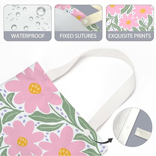 Retro Floral Car Trash Can, Car Trash Bag Hanging, Waterproof Cars Back Seat Hanging Organizer and Storage Trash Bags for Vehicle Travelling Camping
