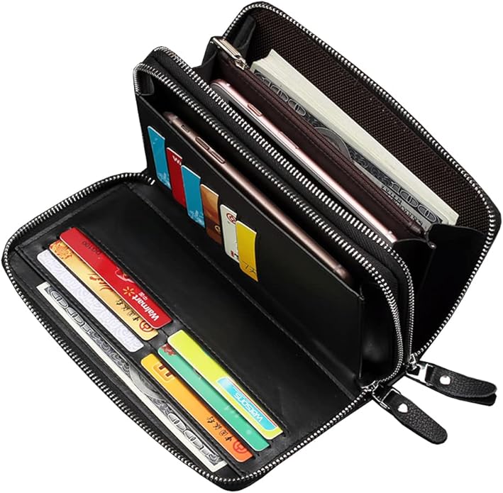KPYWZER Leather Clutch Purse Wallet Men Wrist Bag