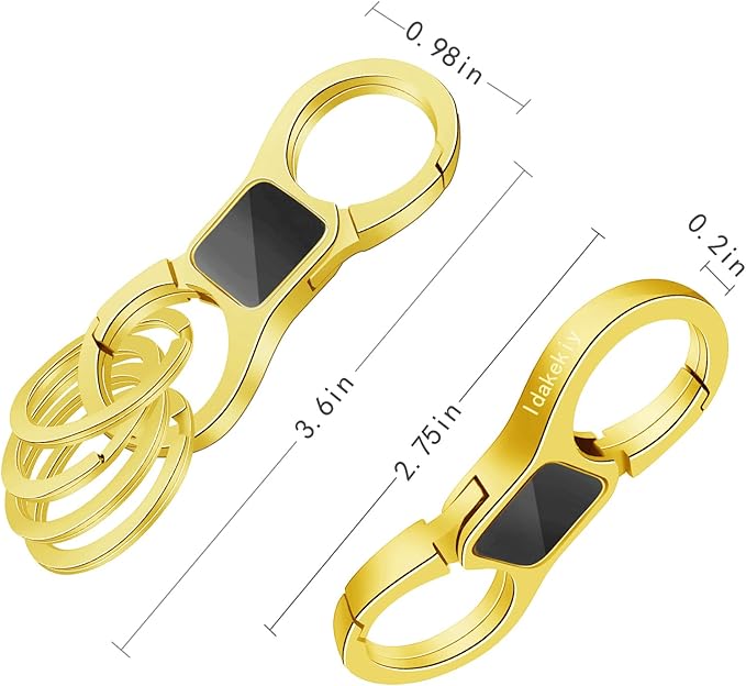 Idakekiy Key Chain Quick Release Spring with 4 Key Rings Heavy Duty Car Keychain Organizer for Men and Women