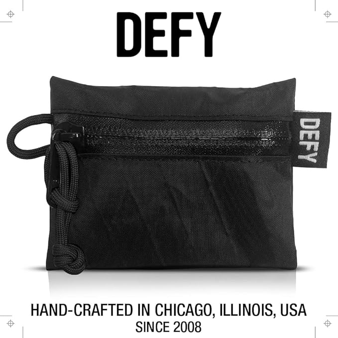 DEFY Project X-Pac Travel Pouch | Lightweight Nylon Organizer Pouch For Accessories | Premium Tech Wallet | Water Repellent Travel Organizer (Small, Black)