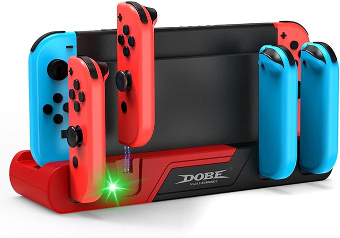 Charging Dock Compatible with Nintendo Switch/OLED Joy-Cons, Charging Station Supports simultaneous Charging of 4 Joy-con, Fully Charges Controllers in Just 2 Hours, All in One Solution for Switch